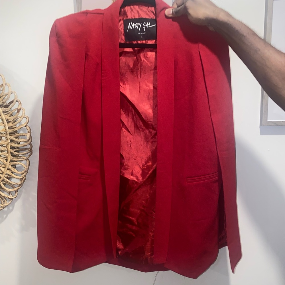 NastyGal Red Cape Blazer